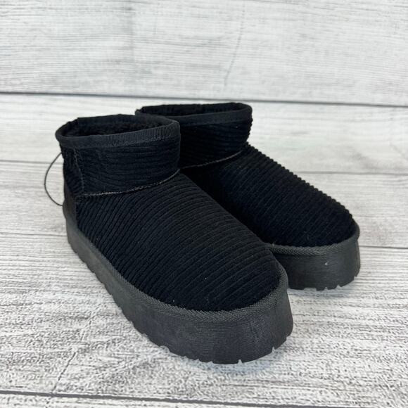 Dirty Laundry Women's Black Ribbed Sherpa Lined Booties Size 6 - Picture 8 of 9